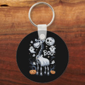 Scary Skeleton Giraffe voor Ghosts Halloween Sleutelhanger (Voorkant)
