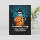 Scary Skeleton Halloween Kaart (Staand voorkant)