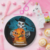 Scary Skeleton Halloween Papieren Bordje (Feest)
