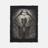 Scary Skeleton Hands Heart Sign Funny Halloween Co Fleece Deken (Voorkant)