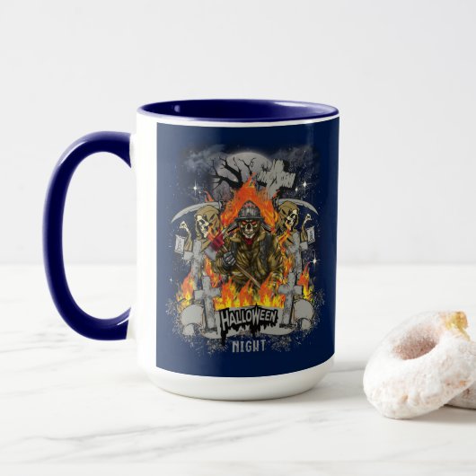 Scary Skeleton in nachtelijke Mok (Met donut)