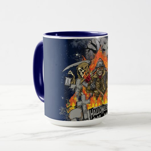 Scary Skeleton in nachtelijke Mok (Voorkant links)