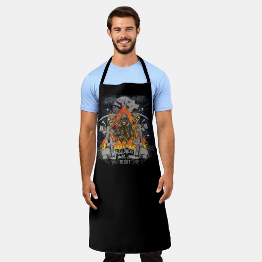 Scary Skeleton in Night Halloween Schort (Gedragen)