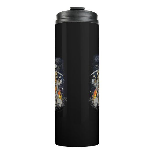 Scary Skeleton in Night Halloween Thermosbeker (Voorkant)