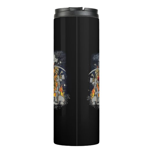 Scary Skeleton in Night Halloween Thermosbeker (Achterkant)