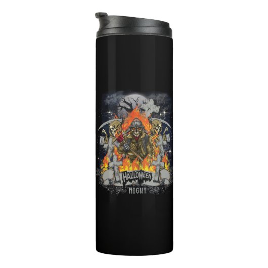 Scary Skeleton in Night Halloween Thermosbeker (Geroteerd rechts)