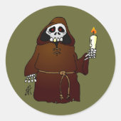 Scary Skeleton Monk Ronde Sticker (Voorkant)
