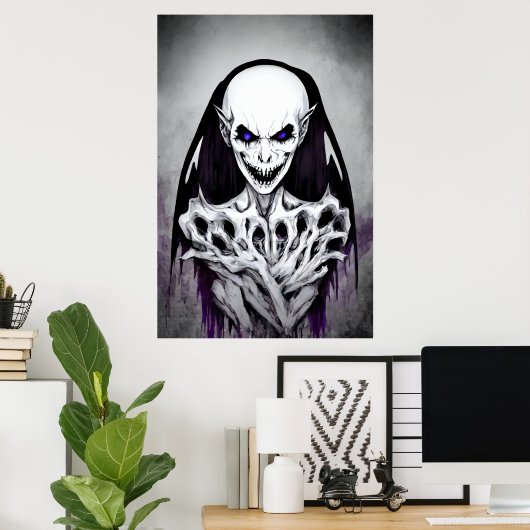 Scary Skeleton monster portret | AI Art. Poster (Thuiskantoor)