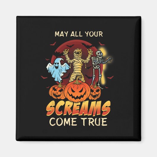 Scary Skeleton Monsters Ghost Funny Lazy Creepy Ha Magneet (Voorkant)