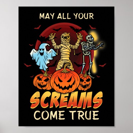 Scary Skeleton Monsters Ghost Funny Lazy Creepy Ha Poster (Voorkant)