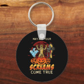 Scary Skeleton Monsters Ghost Funny Lazy Creepy Ha Sleutelhanger (Voorkant)