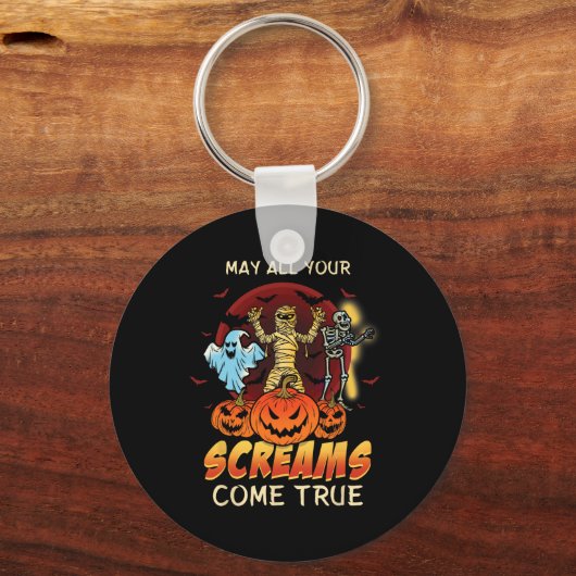 Scary Skeleton Monsters Ghost Funny Lazy Creepy Ha Sleutelhanger (Voorkant)