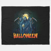 Scary Skeleton Night Halloween, Mijn Halloween Moo Fleece Deken (Voorkant (Horizontaal))
