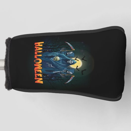 Scary Skeleton Night Halloween, Mijn Halloween Moo Golfheadcover (Voorkant)