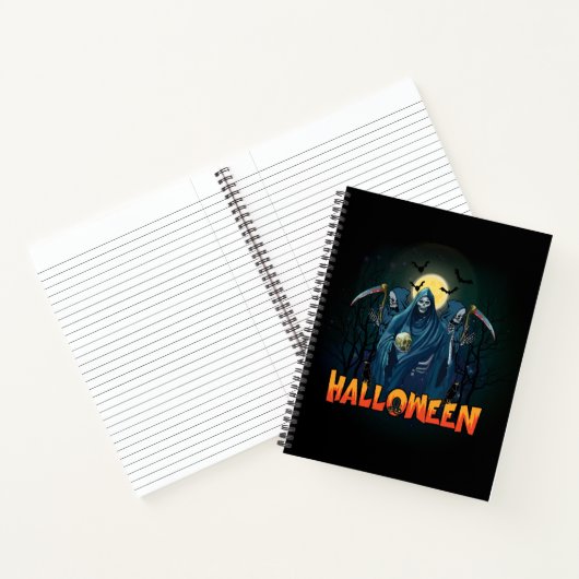 Scary Skeleton Night Halloween, Mijn Halloween Moo Notitieboek (Binnen)