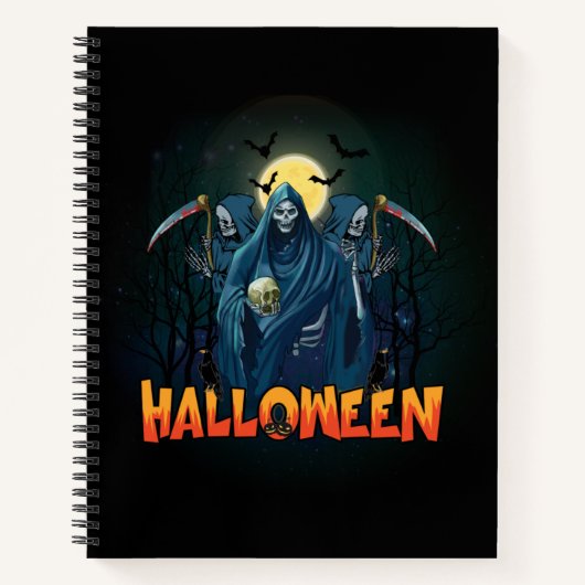 Scary Skeleton Night Halloween, Mijn Halloween Moo Notitieboek (Voorkant)
