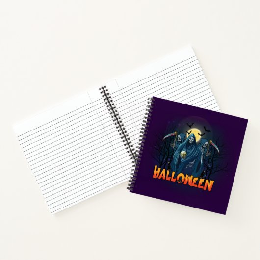 Scary Skeleton Night Halloween, Mijn Halloween Moo Notitieboek (Binnen)
