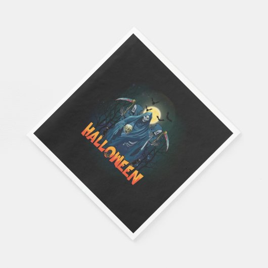 Scary Skeleton Night Halloween, Mijn Halloween Moo Servet (Hoek)