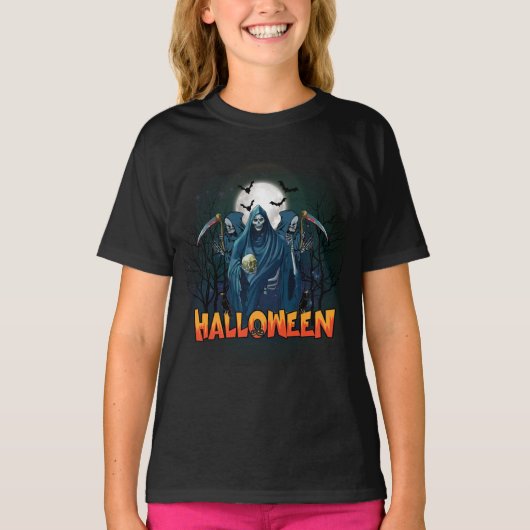 Scary Skeleton Night Halloween, Mijn Halloween Moo T-shirt (Voorkant)