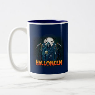 Scary Skeleton Night Halloween, Mijn Halloween Moo Tweekleurige Koffiemok