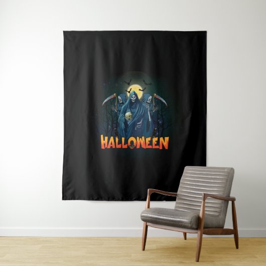 Scary Skeleton Night Halloween, Mijn Halloween Moo Wandkleed (In situ)