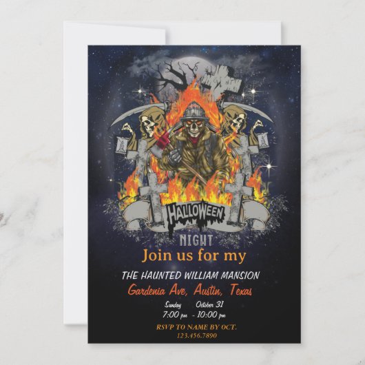 Scary Skeleton tijdens het Halloweenfeest Kaart (Voorkant)