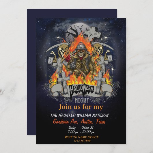 Scary Skeleton tijdens het Halloweenfeest Kaart (Voorkant / Achterkant)