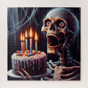 Scary Skeleton Verjaardag Gevouwen Wenskaart Legpuzzel