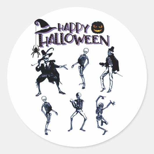 Scary Skeletons Party Ronde Sticker (Voorkant)