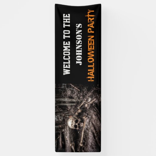 Scary Skull and Botten Halloween Party Banner (Verticaal)