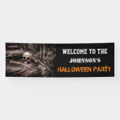 Scary Skull and Botten Halloween Party Banner (Horizontaal)