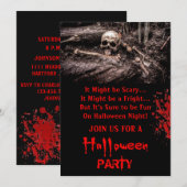 Scary Skull and Botten Halloween Party Kaart (Voorkant / Achterkant)