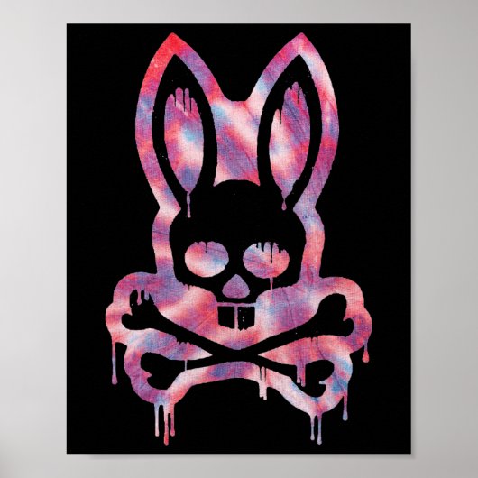 Scary Skull and Crossbones Bad Rabbit Horror Bunny Poster (Voorkant)