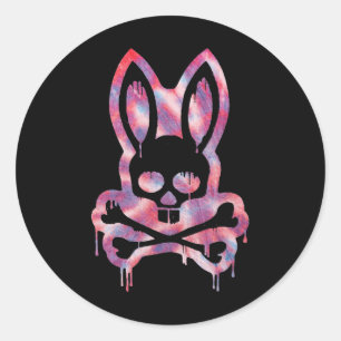 Scary Skull and Crossbones Bad Rabbit Horror Bunny Ronde Sticker