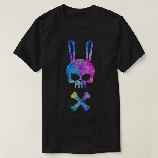 Scary Skull and Crossbones Bad Rabbit Horror Bunny T-shirt (Design voorkant)