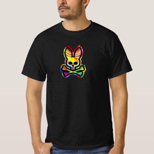 Scary Skull and Crossbones Bad Rabbit Horror Bunny T-shirt (Voorkant)