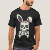 Scary Skull and Crossbones Bad Rabbit Horror Bunny T-shirt (Voorkant)