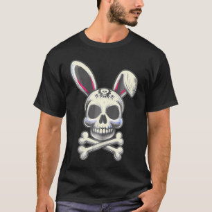 Scary Skull and Crossbones Bad Rabbit Horror Bunny T-shirt