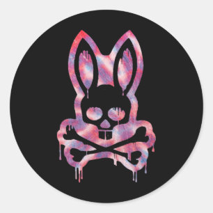 Scary Skull and Crossbones D Rabbit Horror Bunny H Ronde Sticker