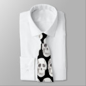 Scary Skull Black & White Halloween Stropdas | gri (Gebonden)