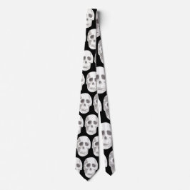 Scary Skull Black & White Halloween Stropdas | gri