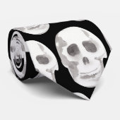 Scary Skull Black & White Halloween Stropdas | gri (Opgerold)