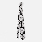 Scary Skull Black & White Halloween Stropdas | gri (Achterkant)