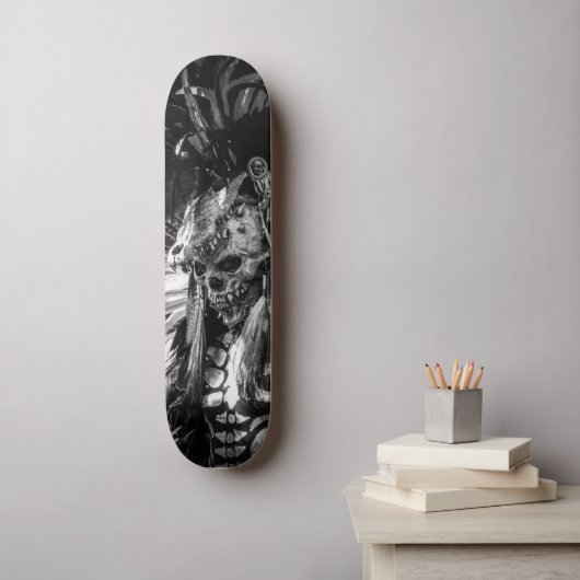Scary Skull Black & White Happy Halloween Persoonlijk Skateboard (Muurkunst)