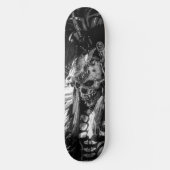 Scary Skull Black & White Happy Halloween Persoonlijk Skateboard (Voorkant)