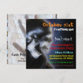Scary Skull Creepy Cool Halloween Invitation Kaart (Voorkant / Achterkant)