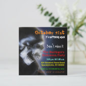 Scary Skull Creepy Cool Halloween Invitation Kaart (Staand voorkant)