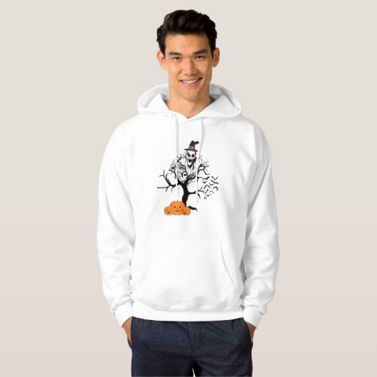 Scary Skull Ghost & Haunted Tree beroemd gemaakt d Hoodie (Voorkant volledig)