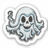Scary Skull Ghost Horror Sticker (Voorkant)