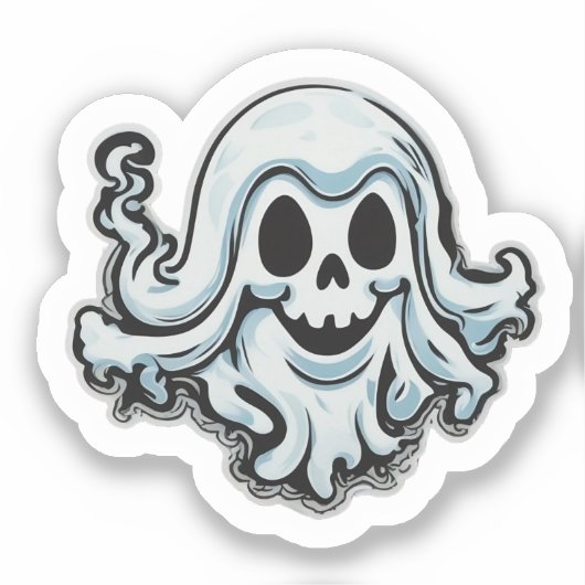 Scary Skull Ghost Horror Sticker (Voorkant)